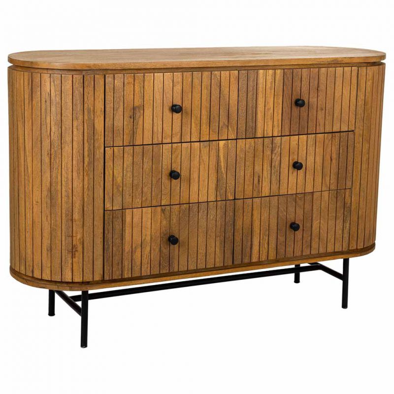 BROWN ARTESANAL WOODEN DRAWER CHEST WITH 6 DRAWERS
