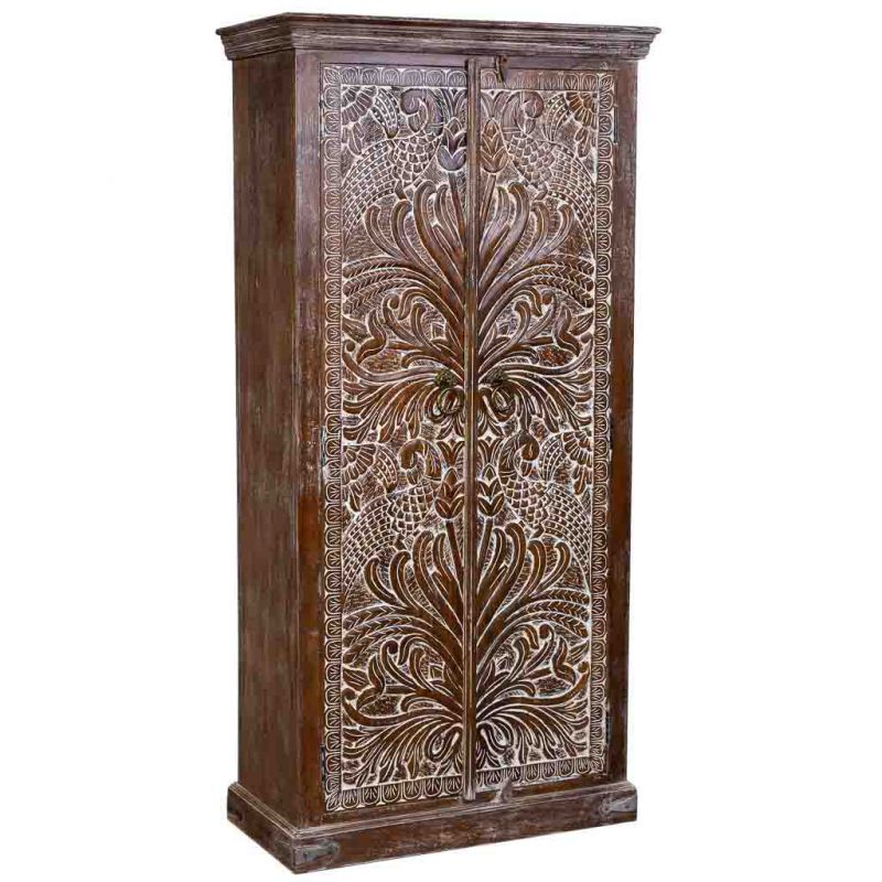 HANDMADE FINISHED WOODEN CABINET WITH 2 BROWN DOORS