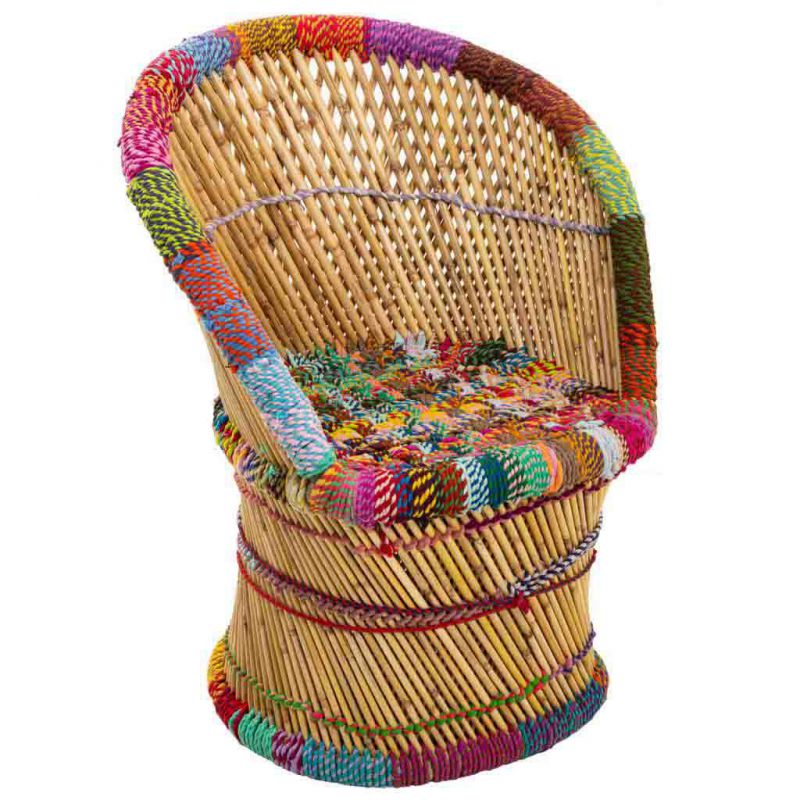 BAMBOO CHAIR IN COLOURED CLOTH
