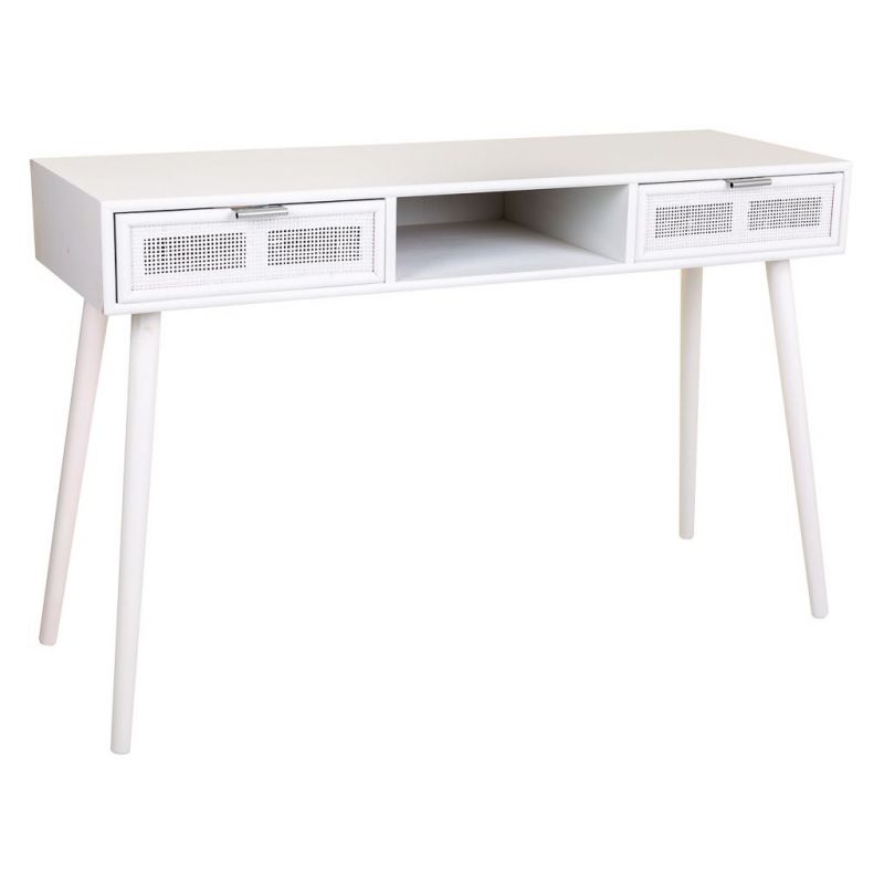 WOODEN AND BAMBOO WHITE CONSOLE