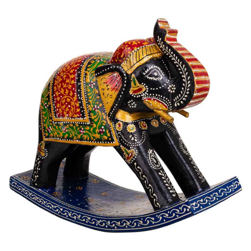 WOODEN ELEPHANT PAINTED
