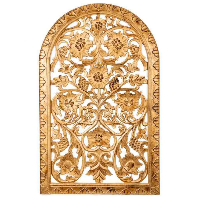 GOLD CARVED WOOD WALL PANEL HANDMADE FINISH