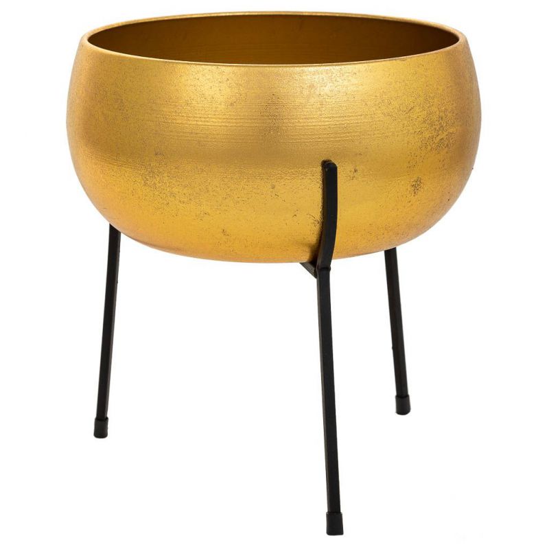 PLANTER WITH GOLDEN METAL SUPPORT