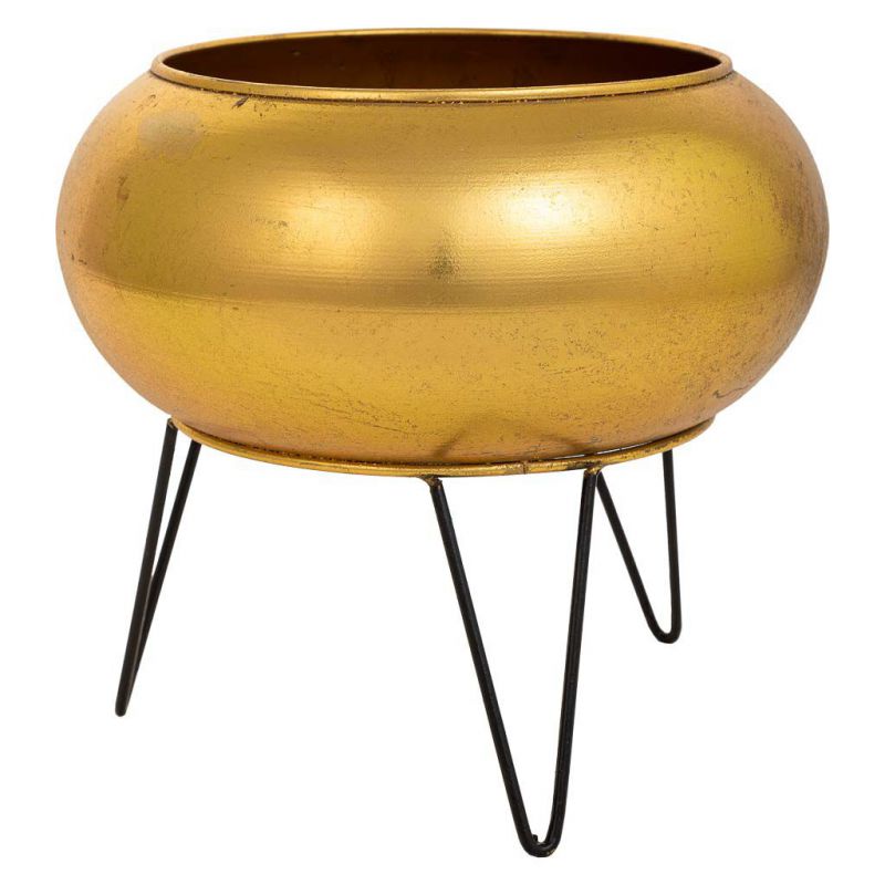PLANTER WITH GOLDEN METAL SUPPORT