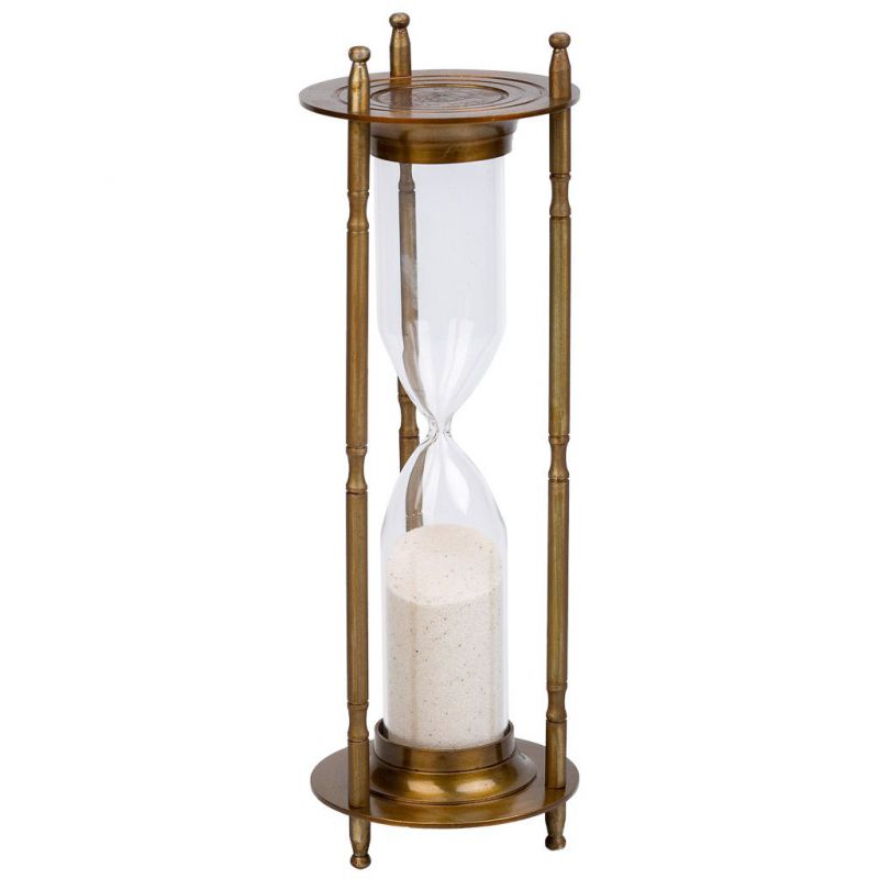 HOURGLASS OF ALUMINUM BROWN TIMER OF ALUMINUM WITH ANTQ. FINISH