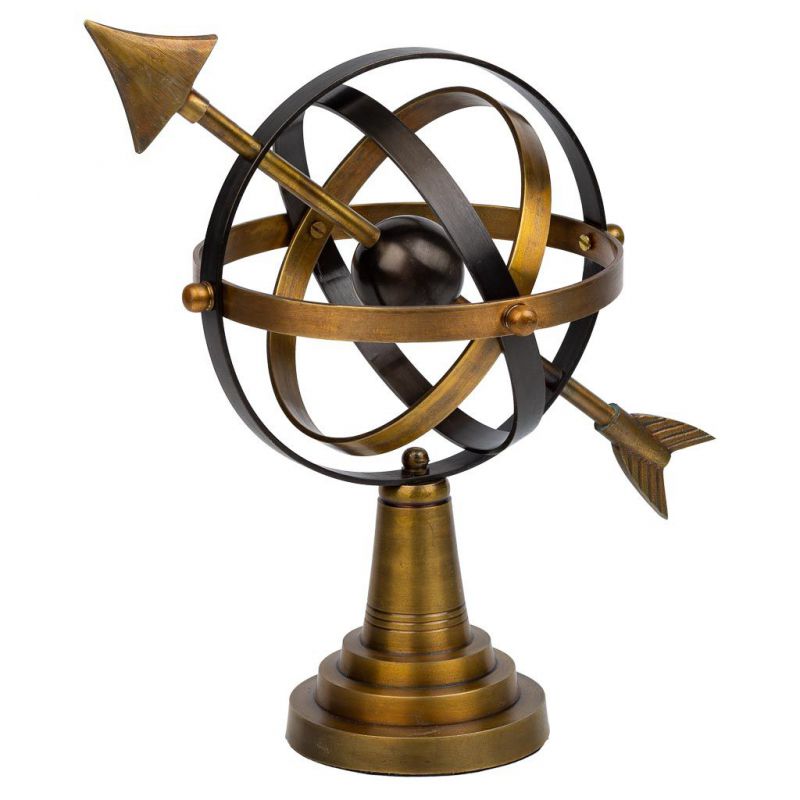 GOLD AND BROWN ALUMINUM ASTROLOGICAL SPHERE