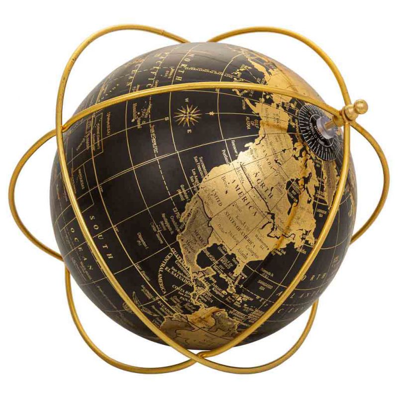GOLD AND BLACK PLASTIC AND METAL EARTH GLOBE