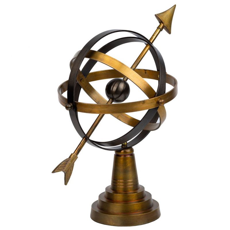 GOLD AND BROWN ALUMINUM ASTROLOGICAL SPHERE