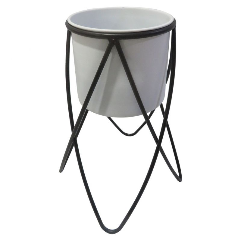 FLOWER POT WITH METAL SUPPORT