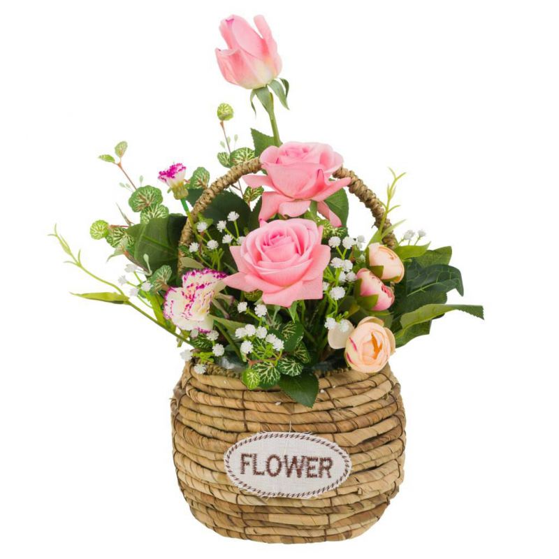 ROPE BASKET WITH FLOWERS
