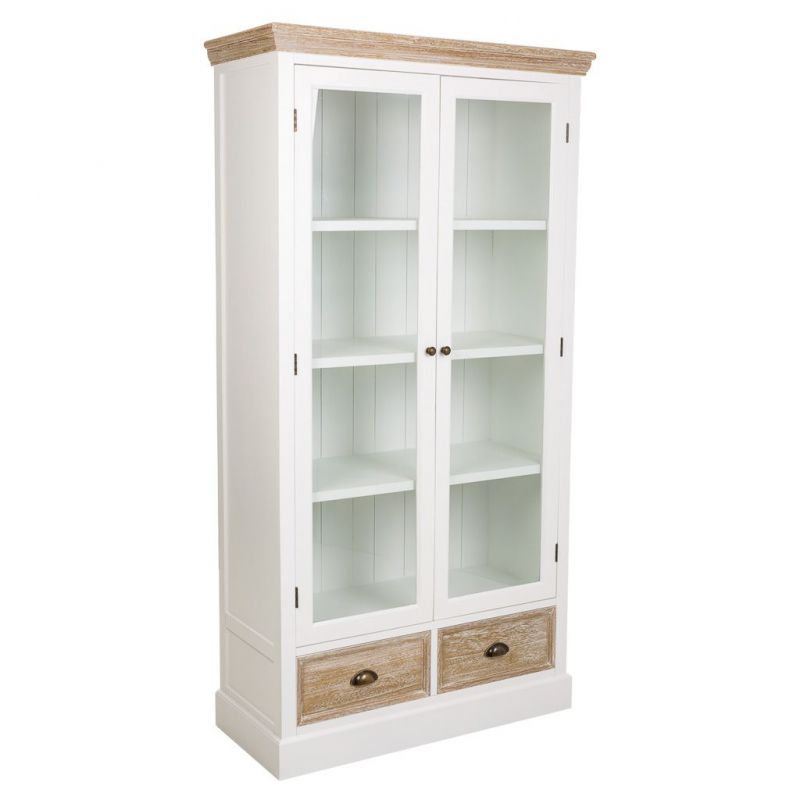 WOODEN DISPLAY CABINET WITH 2 DOORS AND 2 DRAWERS
