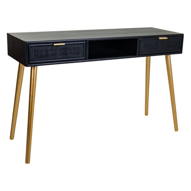 BLACK WOODEN AND BAMBOO CONSOLE