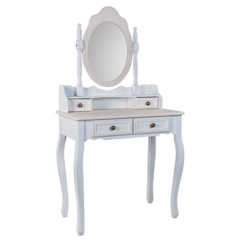 WOOD DRESS MIRROR AND TABLE KD