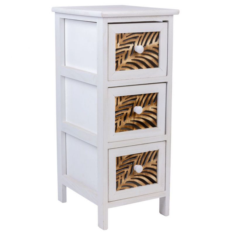 WHITE 3 DRAWERS WOODEN CABINET