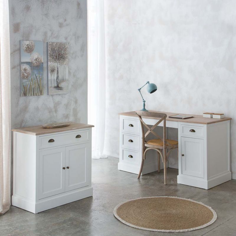 WHITE WOODEN CONSOLE WITH 2 DRAWERS AND 2 DOORS