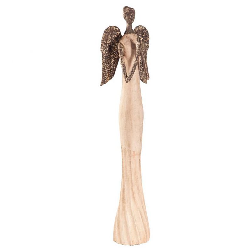 WOOD AND ALUMINUM AFRICAN ANGEL FIGURE