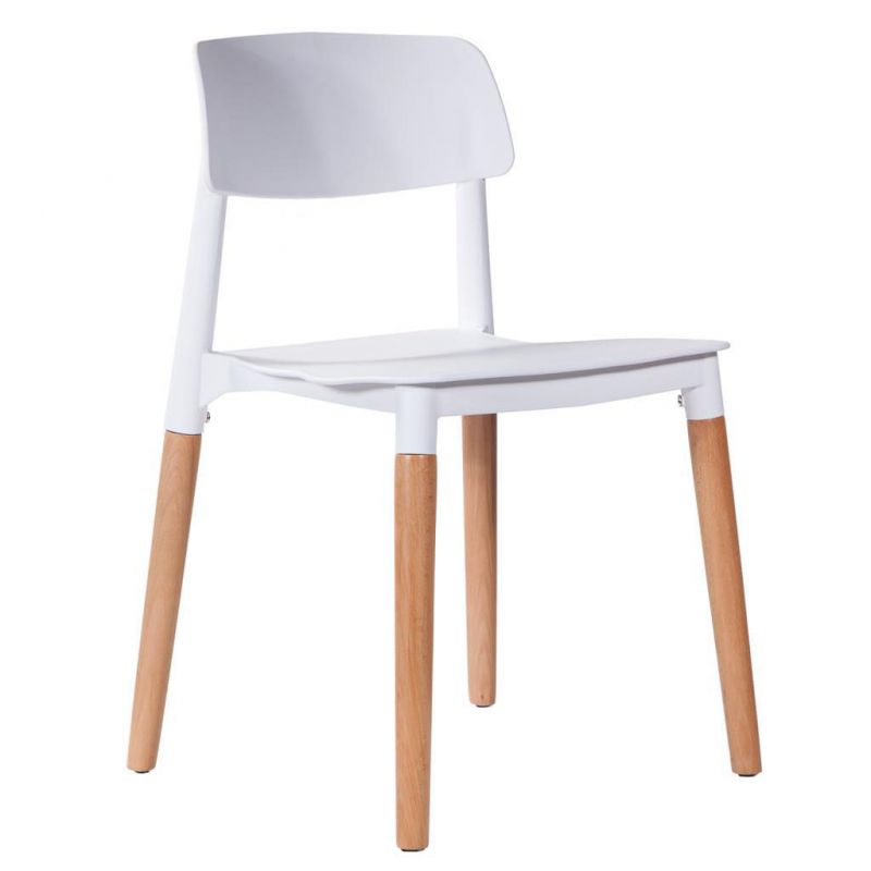 WHITE POLYPROPYLENE CHAIR KIT AND WOOD LEGS