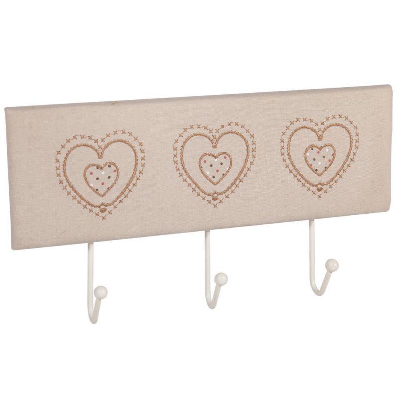WROUGHT AND FABRIC HANGER WITH 3 HOOKS