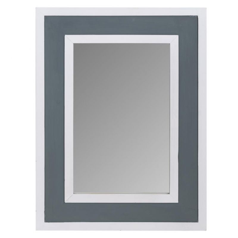 WHITE AND GREY WOOD MIRROR