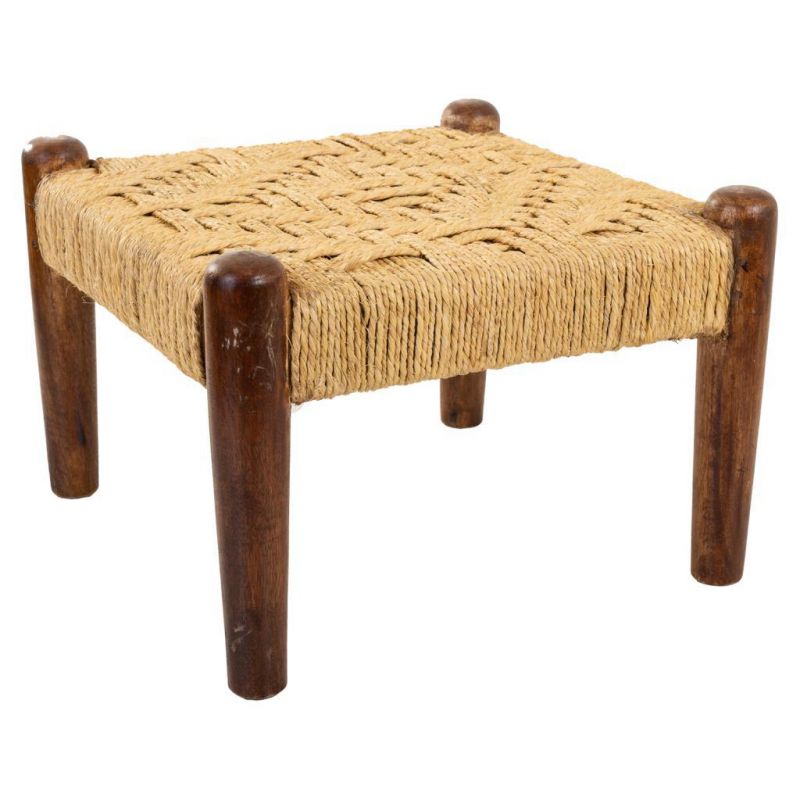 WOODEN STOOL NATURAL ROPE