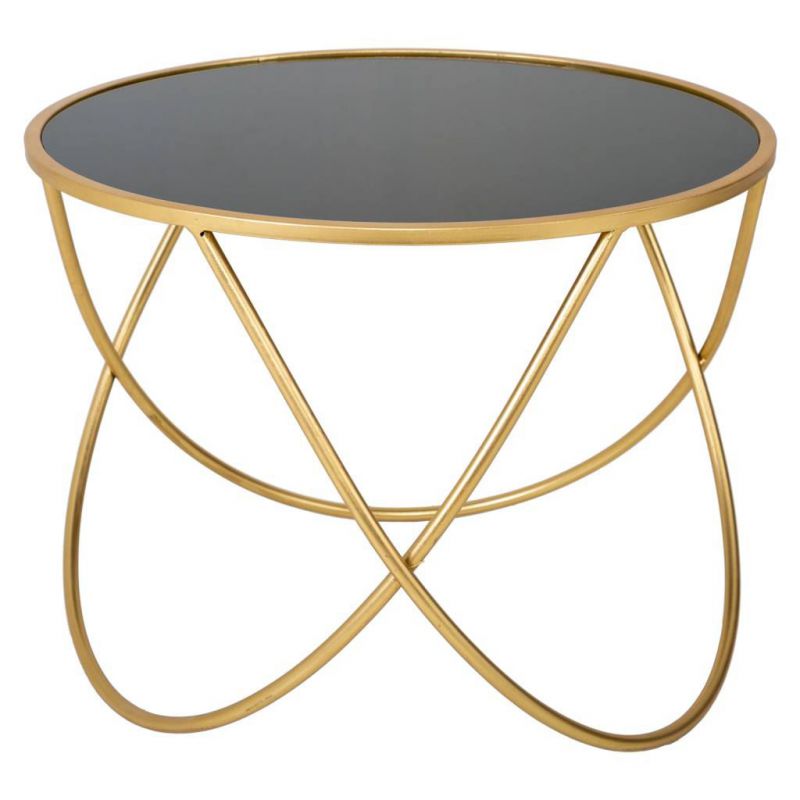 ROUND GOLDEN METAL SIDE TABLE WITH GLASS SURFACE