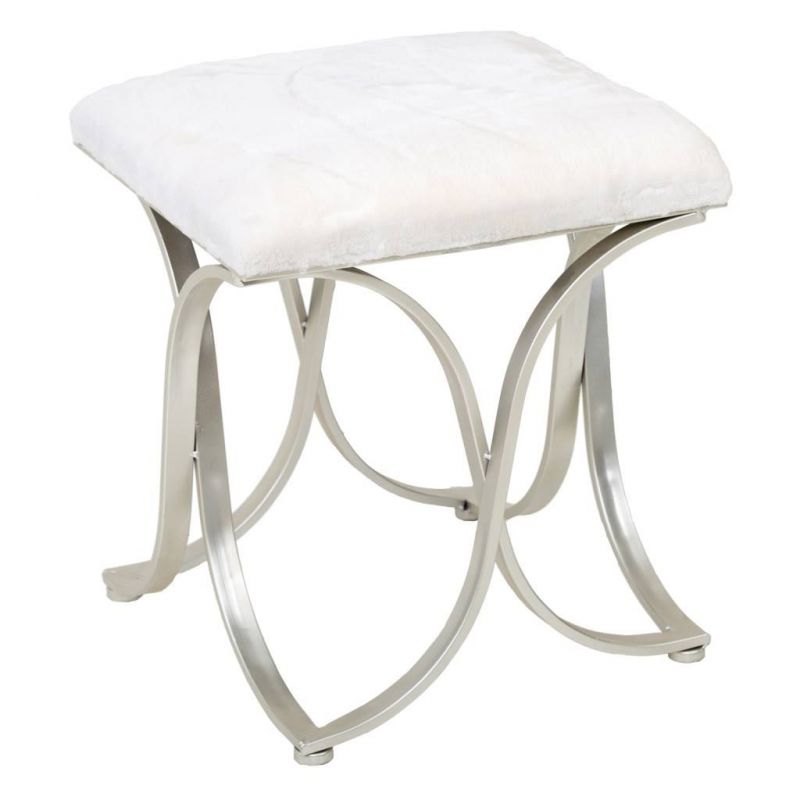 SILVER METAL STOOL WITH FABRIC
