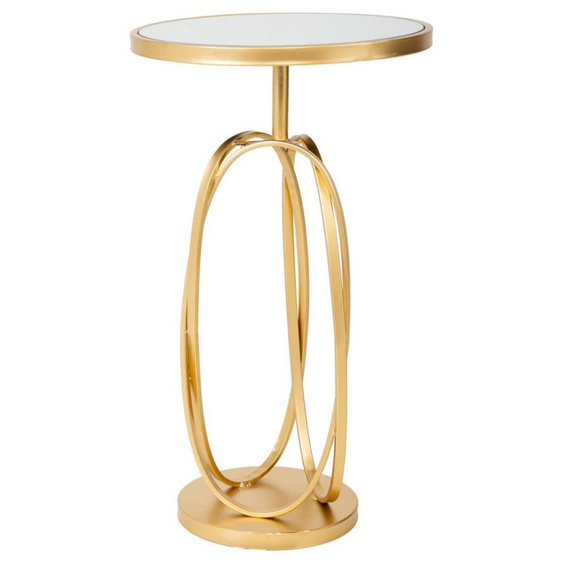 GOLDEN METAL SIDE TABLE WITH GLASS SURFACE