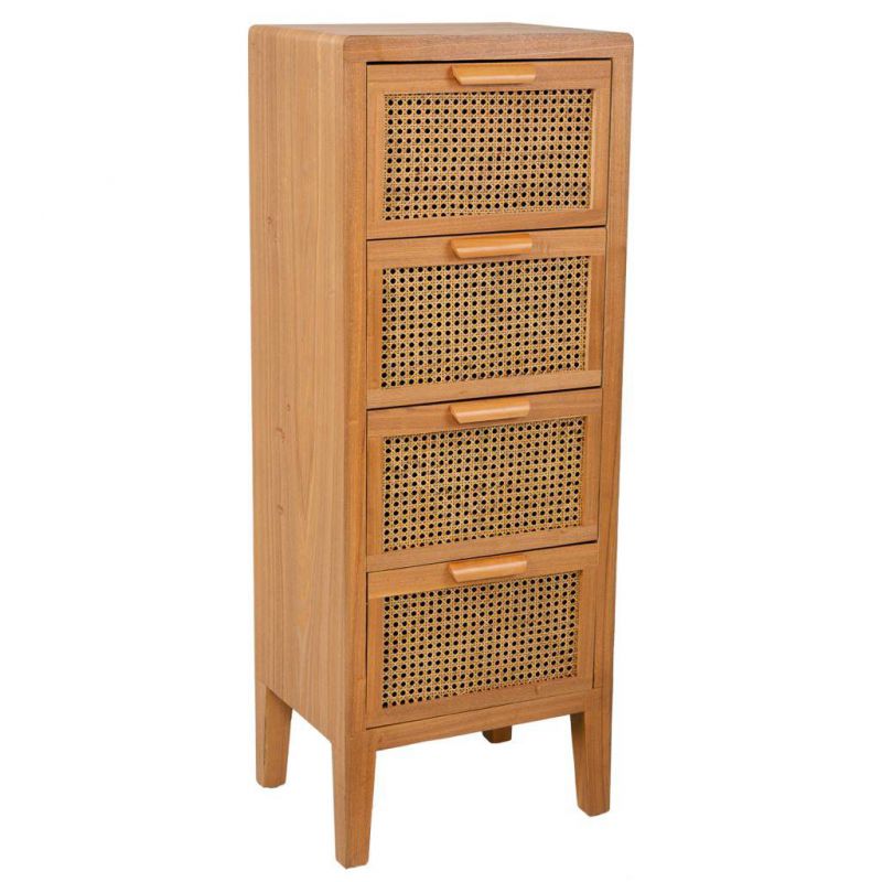 CHEST OF WOOD AND GRID WITH 4 DRAWERS