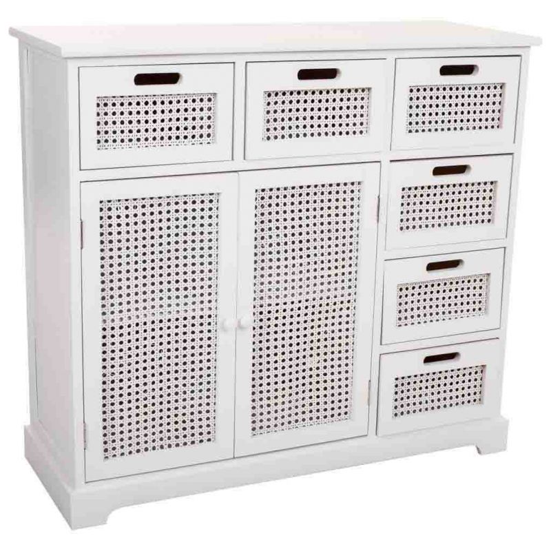 WOODEN SIDEBOARD AND WHITE GRID