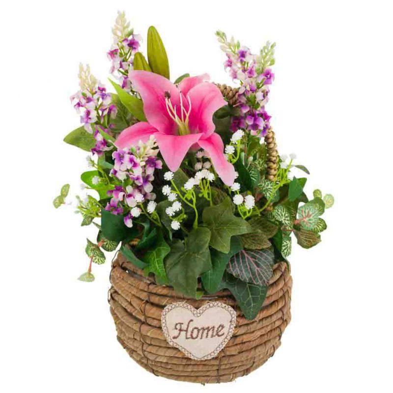 ROPE BASKET WITH FLOWERS