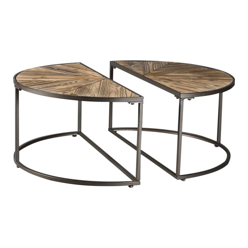 COFFEE TABLE KIT SET 2 PIECES OF WOOD AND BROWN METAL