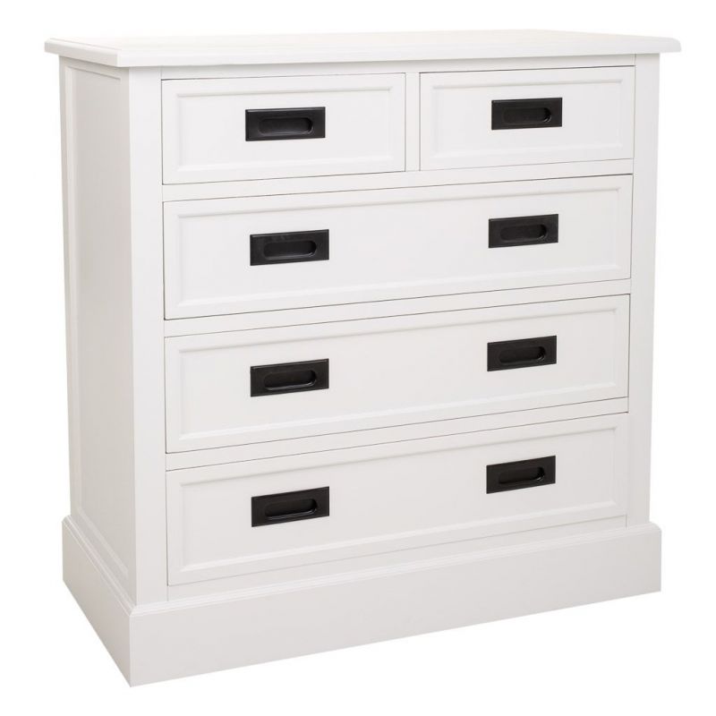 WHITE WOOD 5 DRAWERS CABINET