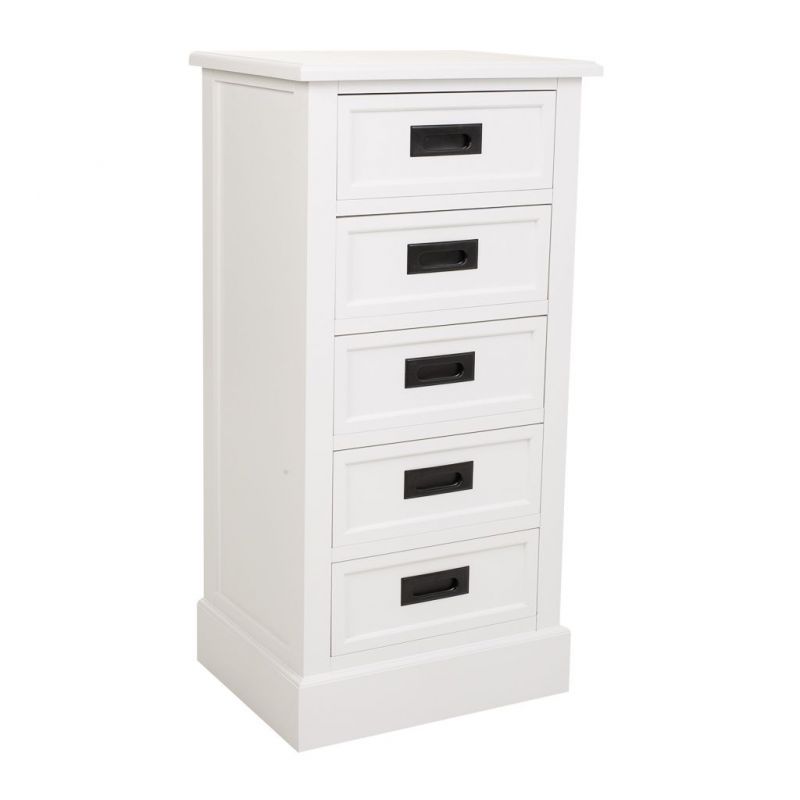 WHITE WOOD 5 DRAWERS CABINET
