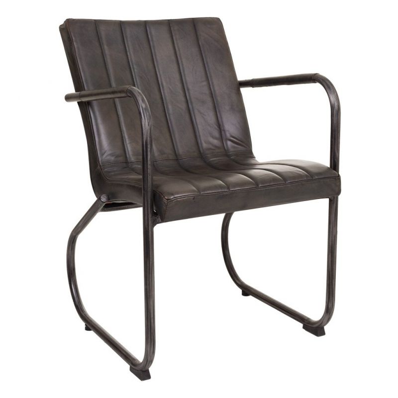 LEATHER AND METAL ARMCHAIR