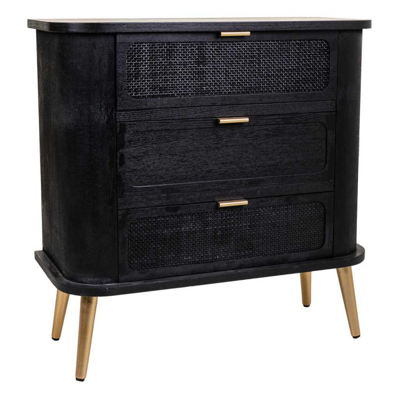BLACK WOODEN AND BAMBOO CABINET