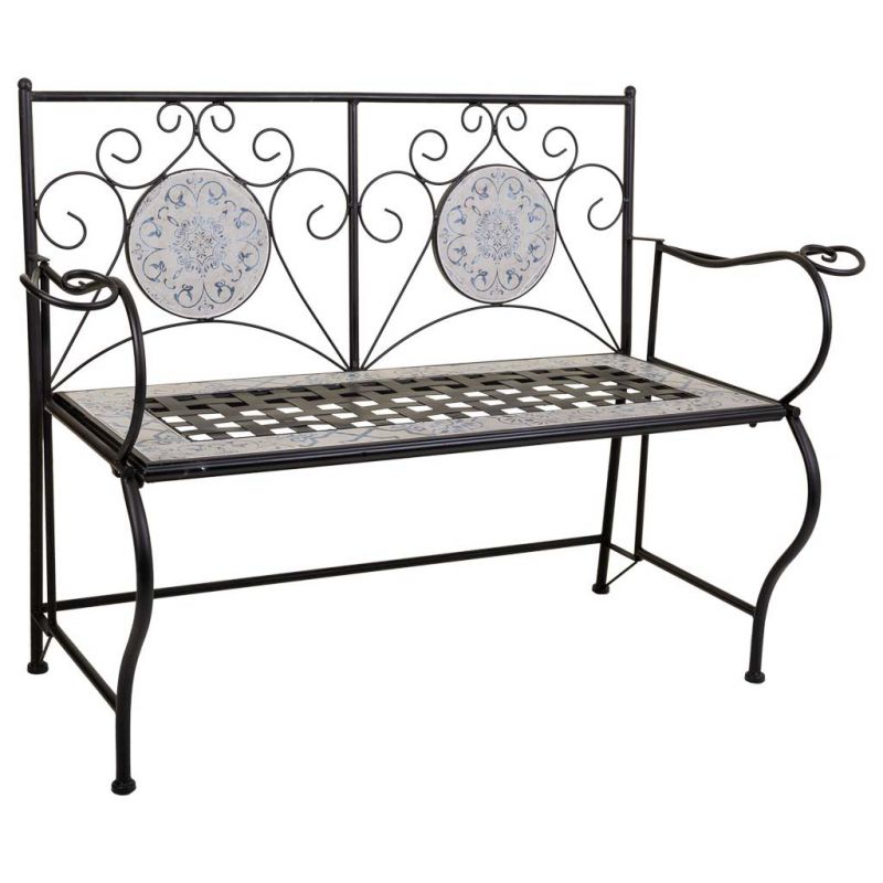 BLACK IRON AND TILES BENCH