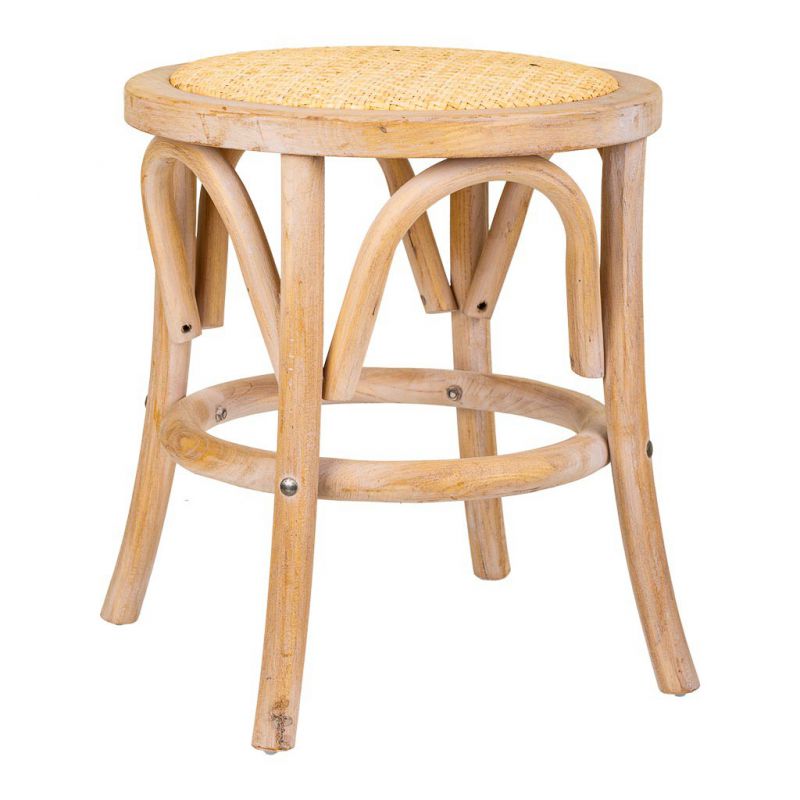 WOODEN STOOL AND RATTAN SEAT