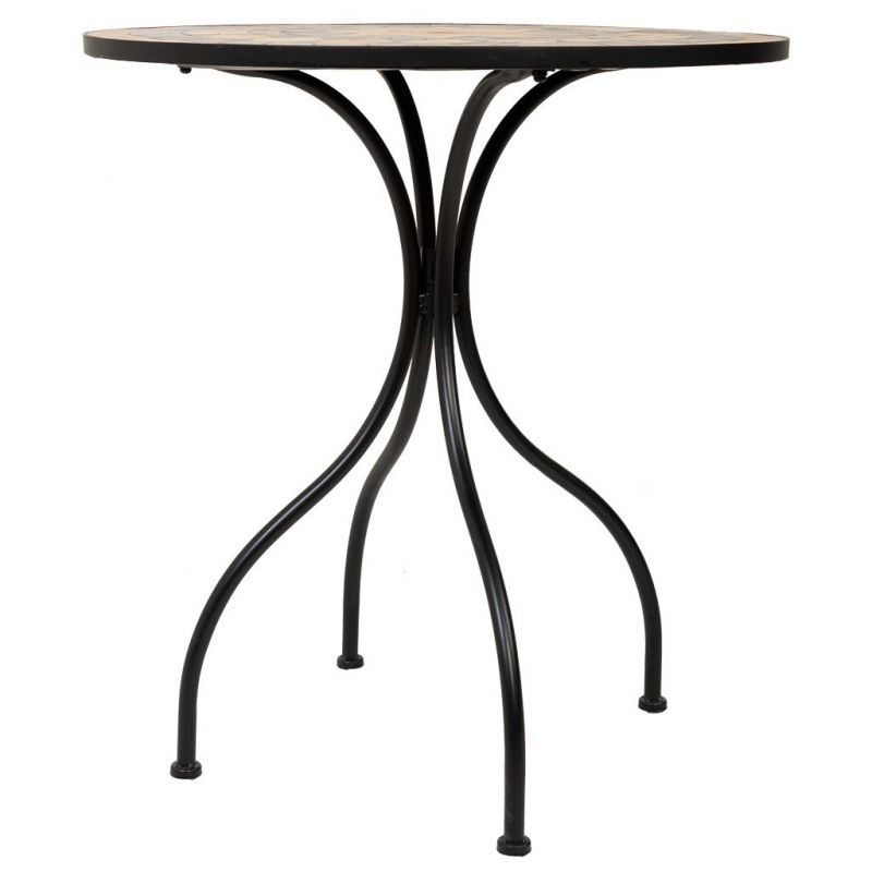 BLACK ROUND STEEL FORJED AND TILES TABLE