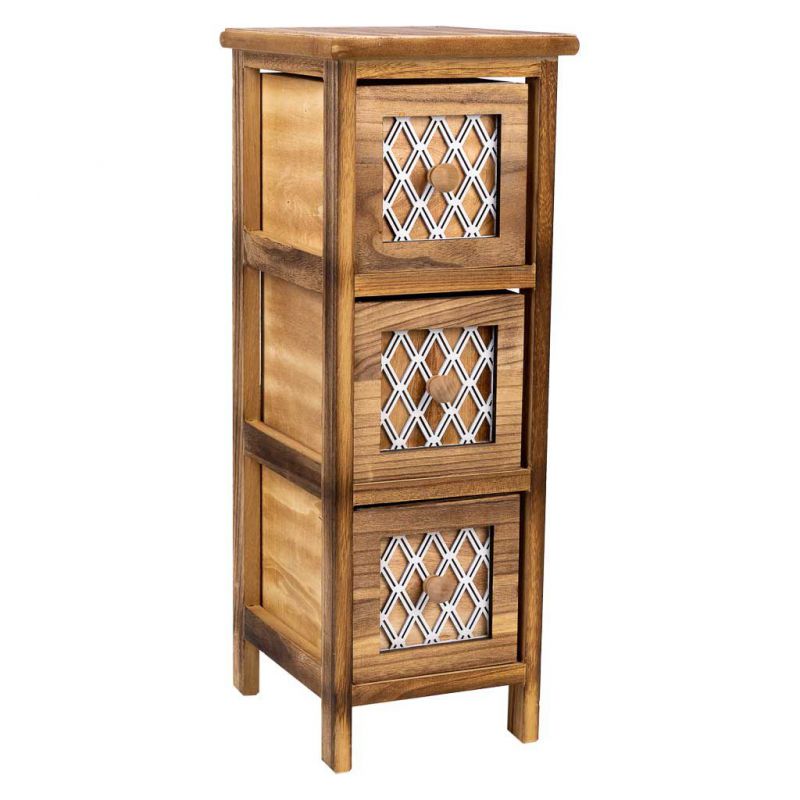BROWN 3 DRAWERS WOODEN CABINET