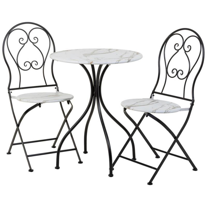 BLACK FORGE TABLE AND 2 CHAIRS SET
