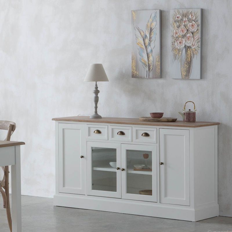 WHITE WOODEN SIDEBOARD WITH 4 DRAWERS AND 4 DOORS