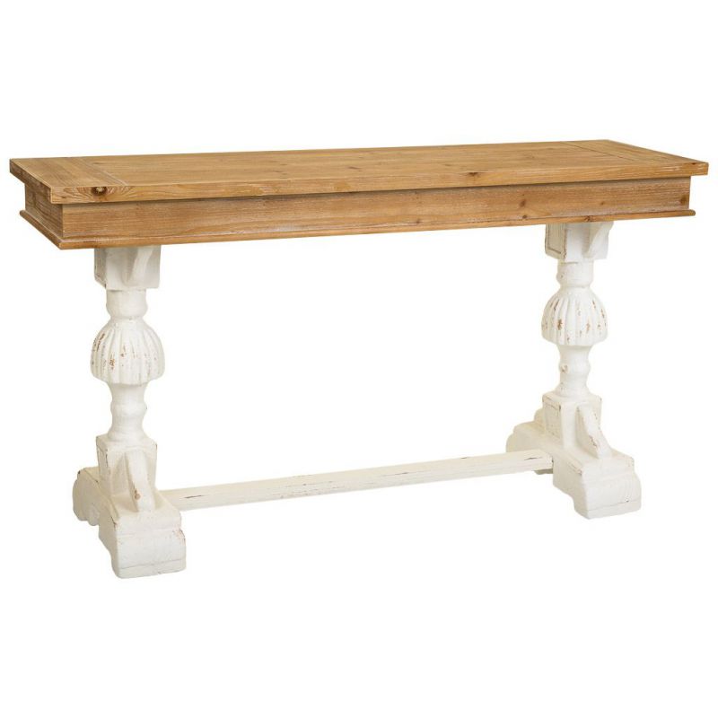 BROWN CARVED WOODEN CONSOLE