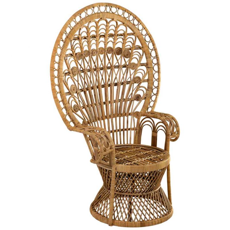 BROWN CANE AND BAMBOO ARMCHAIR