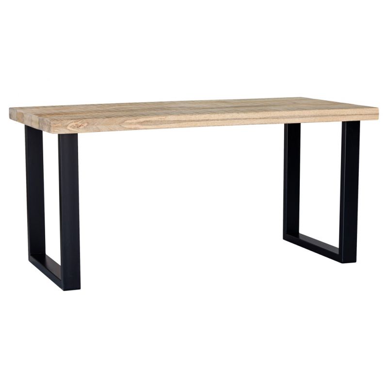 RECTANGULAR DINING TABLE WITH NATURAL MANGO TOP AND IRON LEGS