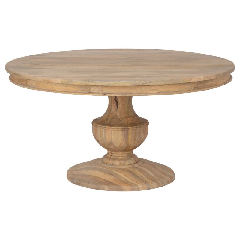 ROUND MANGO WOOD DINING TABLE NATURAL COLOR FINISH