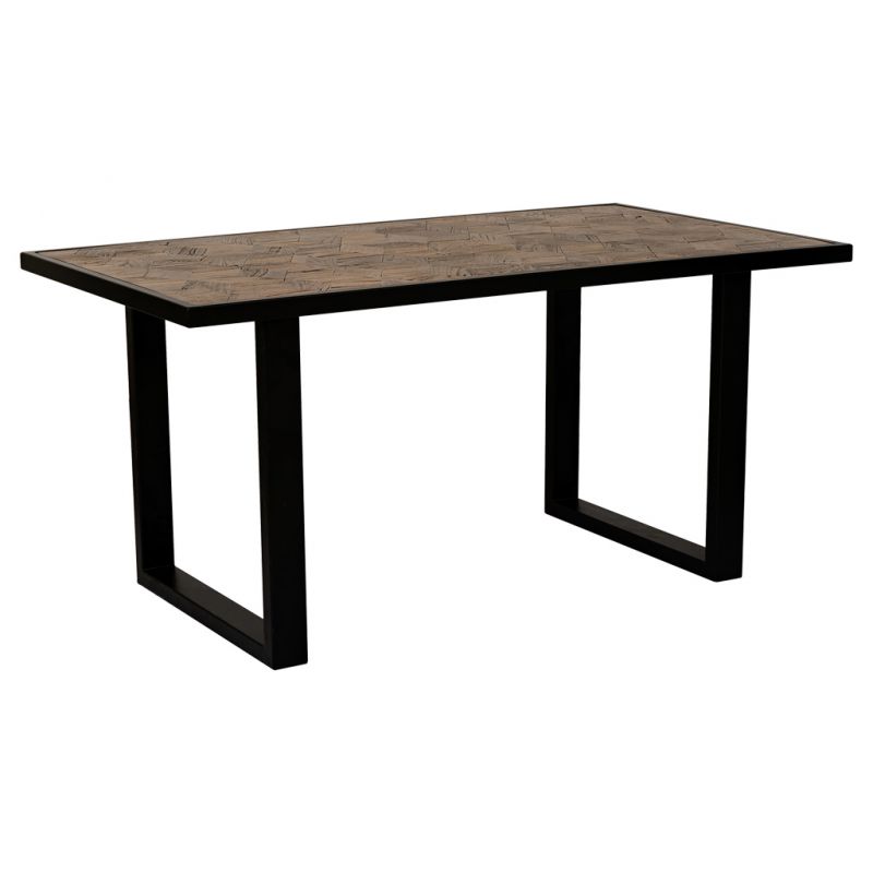 MANGO/DM WOOD PARQUETTED DINING TABLE WITH WALNUT FINISH