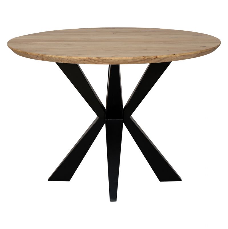 ROUND DINING TABLE SWISS EDGE ACACIA WOOD FINISH NATURAL COLOR
