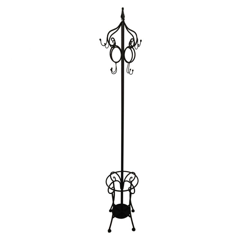 COAT RACK WITH BLACK FORGE UMBRELLA STAND