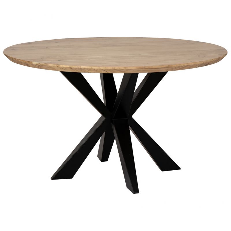 ROUND DINING TABLE SWISS EDGE ACACIA WOOD NATURAL COLOR FINISH