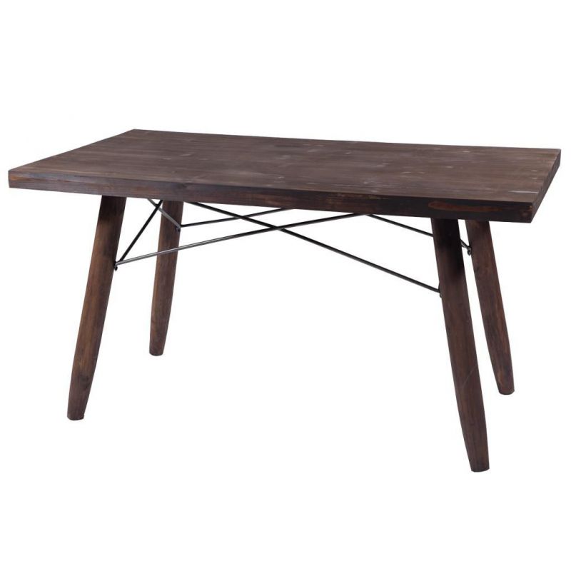 WOODEN TABLE WITH METAL SUPPORTS